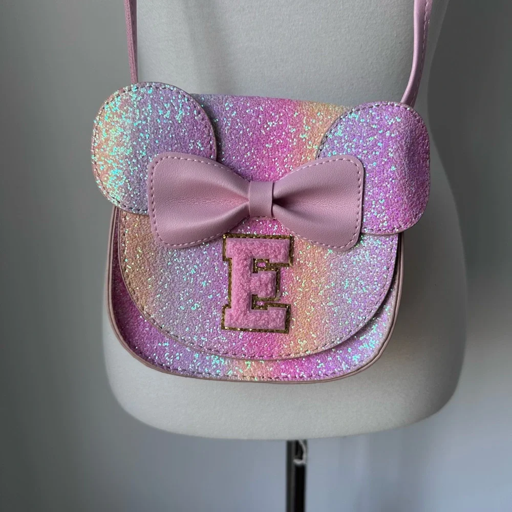 Sparkly Pink Kids Shoulder Bag Monogram E